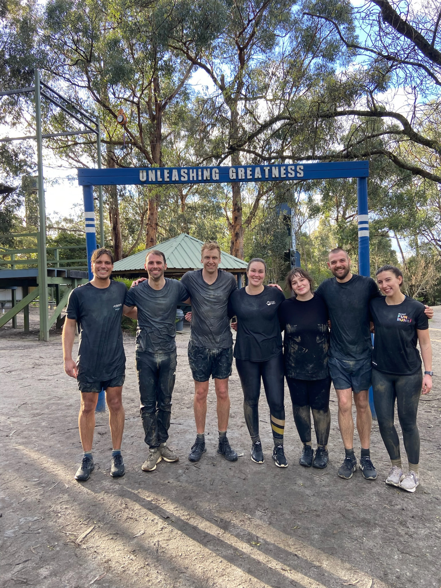 Group of adults on a team-building activity at The Summit in Gippsland, Victoria